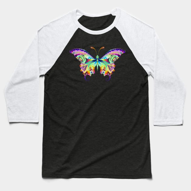 Colourful Butterfly Baseball T-Shirt by Seraphine